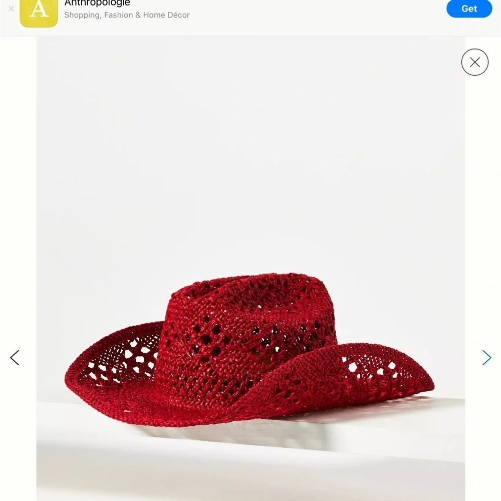 Anthropologie Red Crochet Hat